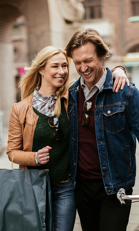 Nordics – Older couple shopping in Sweden.
