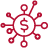 InComm – Graphic of a dollar sign surrounded by lines pointing in different directions.